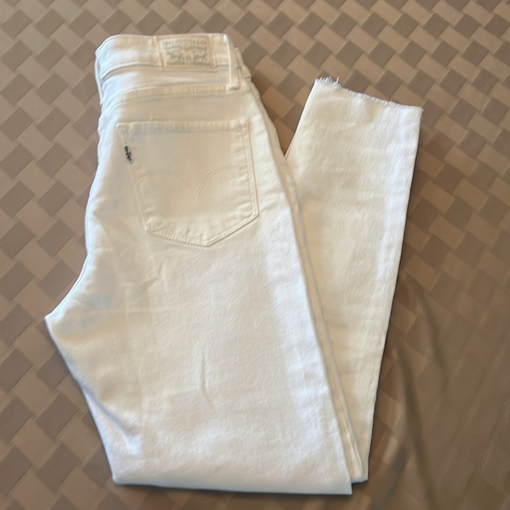 Levi's® 721 White High Rise Destructed Frayed Ankle Skinny Jeans nwot 29